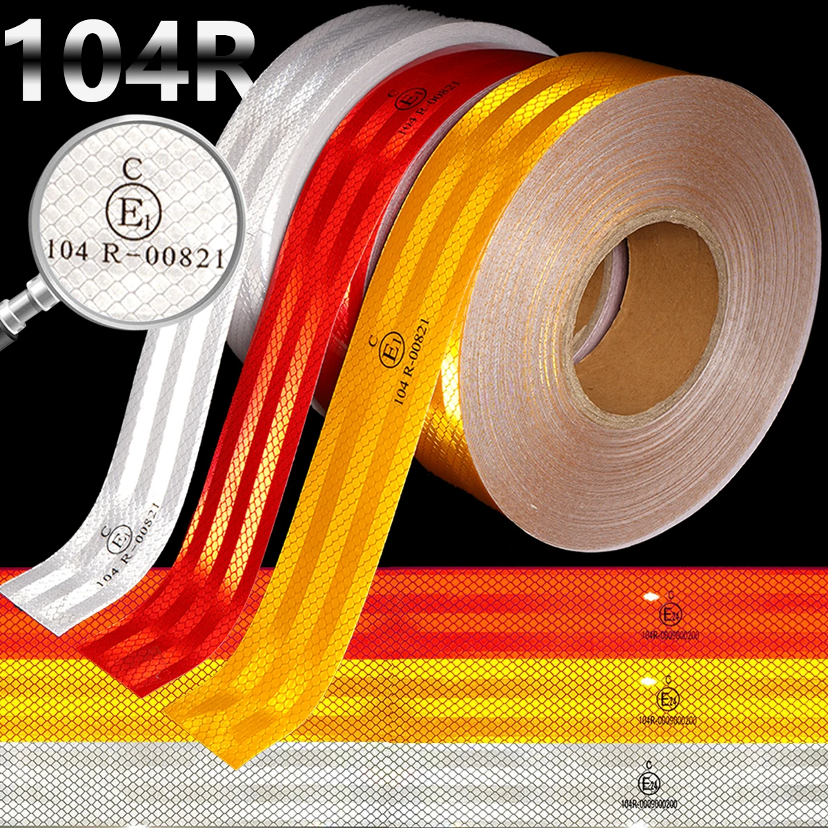 32.8FT 104R Reflective Safety Tape Reflective Tape Sticker Safety Mark Self-adhesive Warning Strip Retro-reflective Sheeting