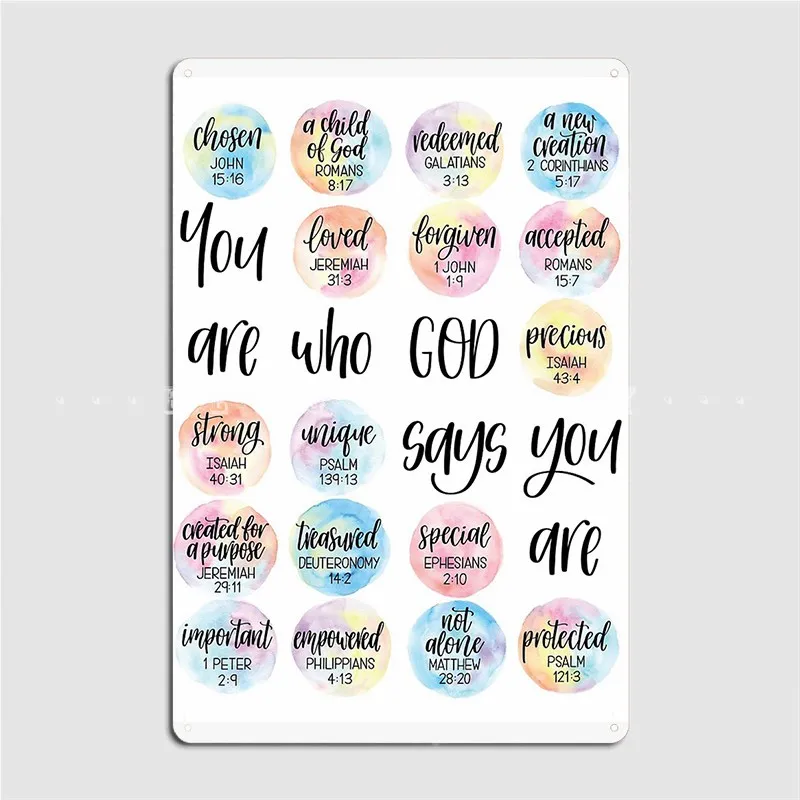 You Are Who God Says You Are Identity In Christ Artwork Rainbow Theme Metal Sign Club Club Bar Wall Decor Tin Sign Poster