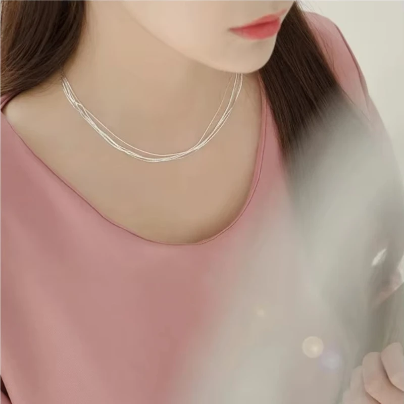 REETI 925 Sterling Silver Multilayer Chain Necklaces & Pendants For Women Fashion sterling-silver-jewelry