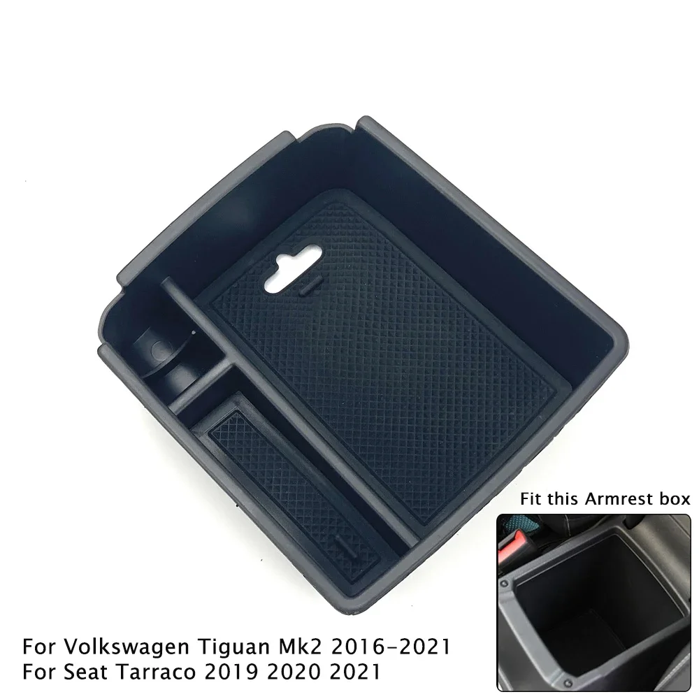 For Volkswagen Tiguan mk1 mk2 2009-2021 Car-Styling Central Armrest Storage Box Pallet Container Glove Organizer Tray