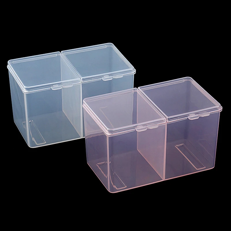 Cotton Pads Swab Nail Wipes Makeup Brushes Organizer Clear Storage Box Holder Container Case Independent Double-Compartment