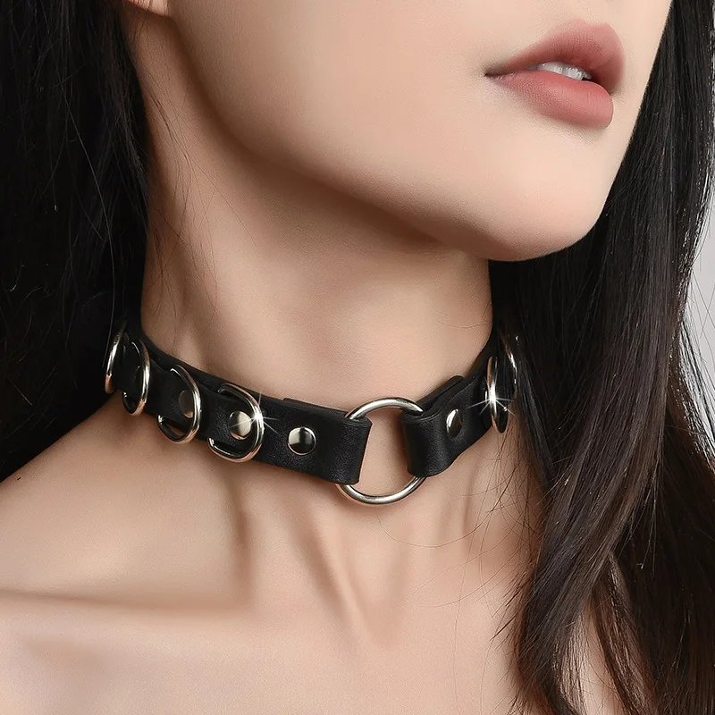 

Riveted collar, Little Wolf Dog, little milk dog, trendy leather black collar, 1S pure and stylish neck ring