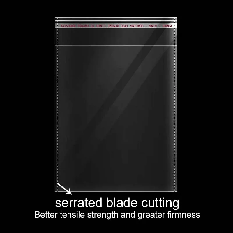 50pcs Transparent Storage Bags Self Sealing Serrated Blade Cutting Stretch-proof Easy to Organize Store for Home Use TMZ