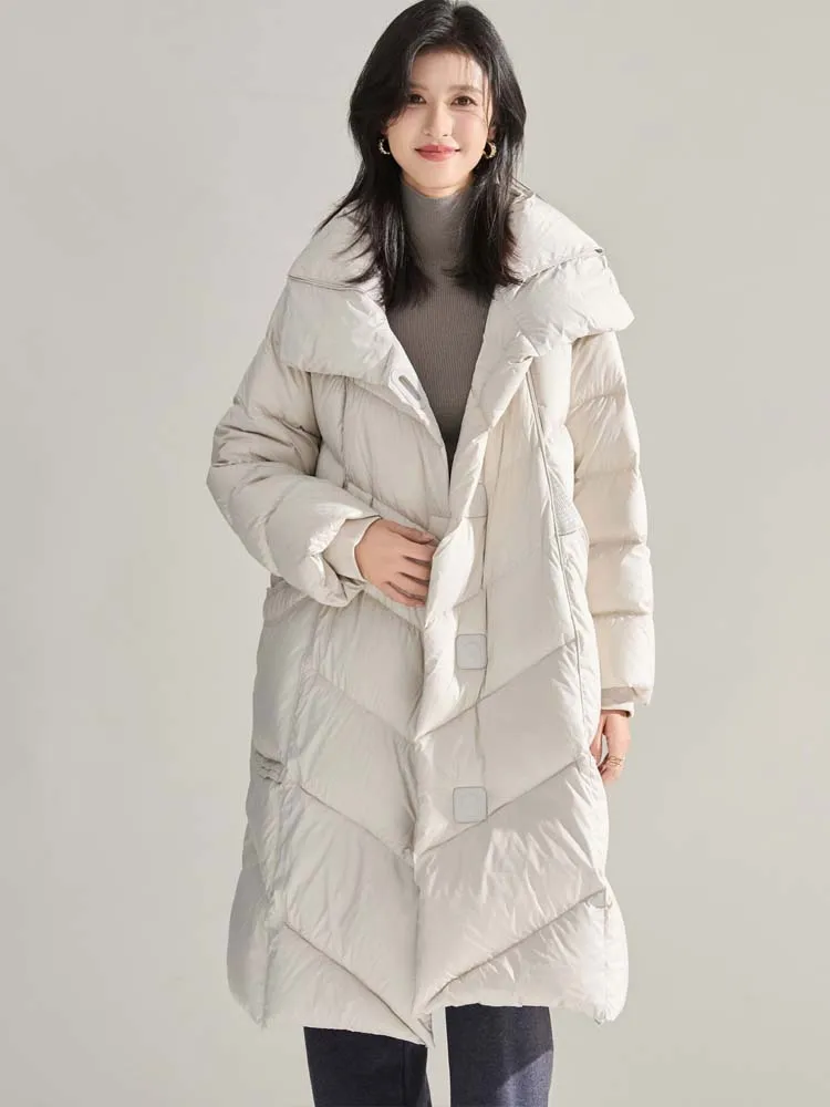 Mode Rollkragen unten jacke frauen 2025, Winter Dicke warme Lange puffer mantel Übergroßen Luxus Weibliche oberbekleidung INKEO DJ 527
