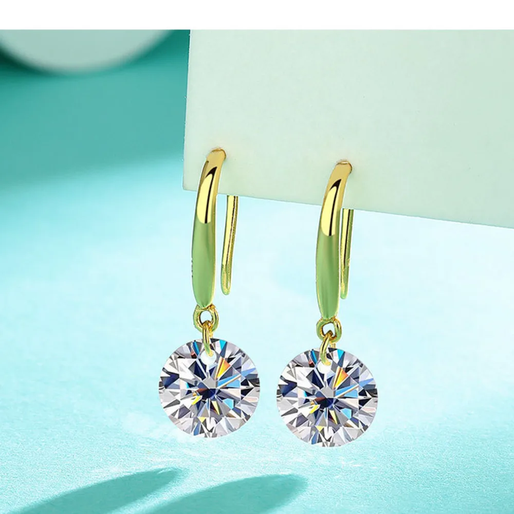 JH 2CT 4CT 925 فضة مويسانيتي وأقراط للنساء D VVS1 غرامة مجوهرات مختبر مويسانيتي 925 أقراط فضية هدية