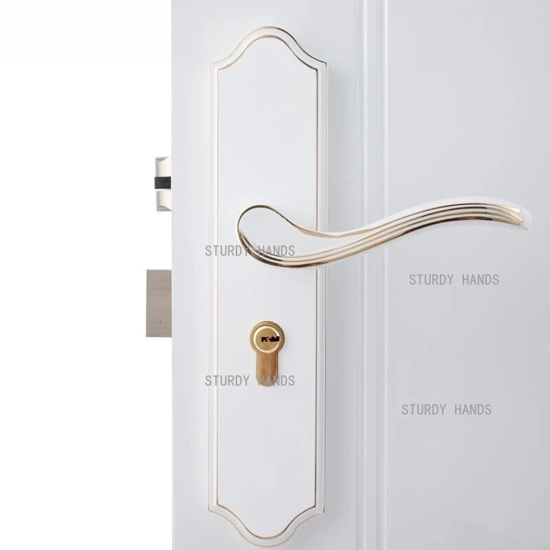 1 set of stainless steel indoor silent door lock modern and simple bedroom wooden door handle lock