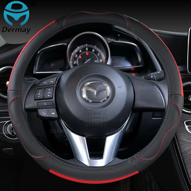 for Mazda 2 Mazda Demio 2002~2023 Genuine Leather Car Steering Wheel Cover Cowhide Sport Auto Accessories