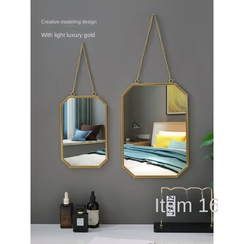 

Household Desktop Wall Makeup Mirror, Bathroom Square Hanging Mirror, Non-Punch Light, Luxury Dressing Table Mirror