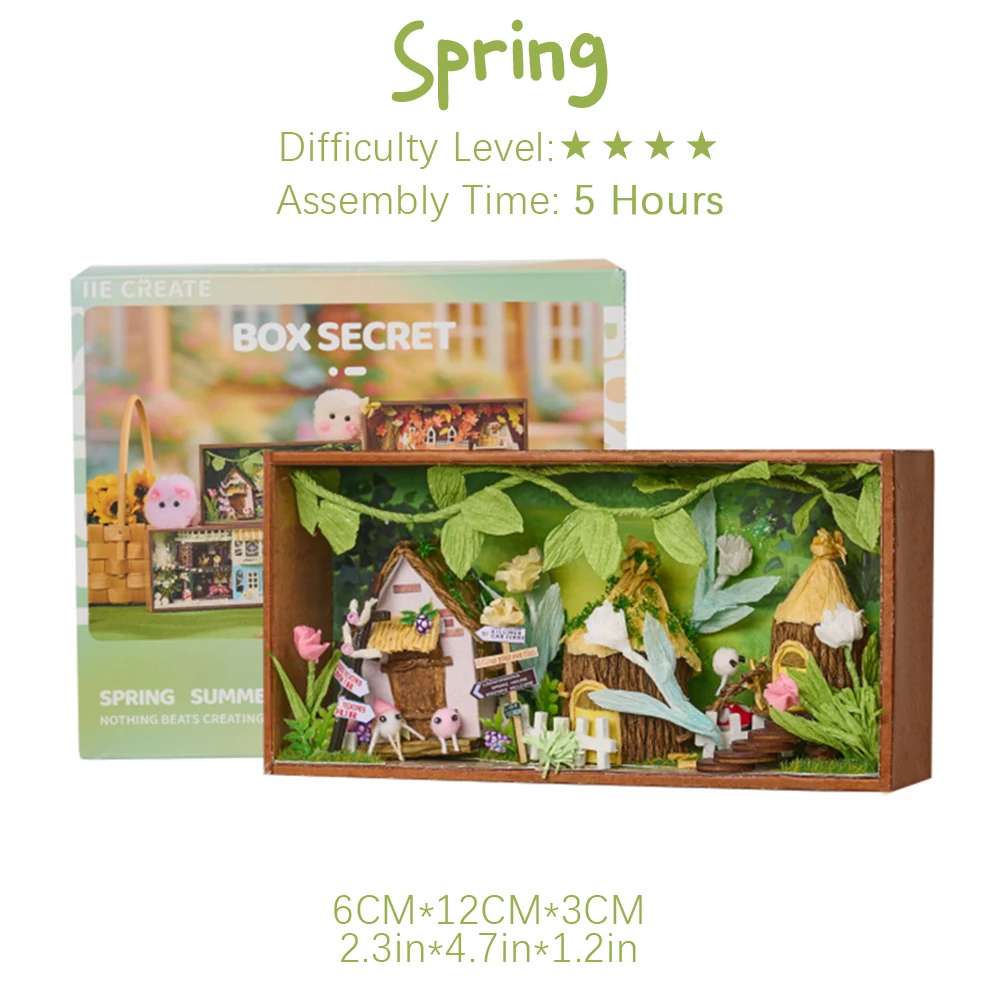 木製パズル ミニチュアハウスキット DIY ハウスコーナー 季節 春 冬 クラフトキット 大人用 誕生日 女性用 木製モデル