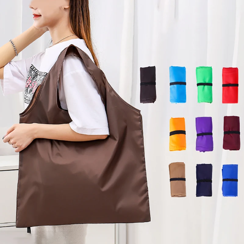 Foldable Shopping Bag Reusable Travel Grocery Bag Eco-Friendly One Shoulder Handbag For Travel Cartoon Cactus Printing Tote Bag