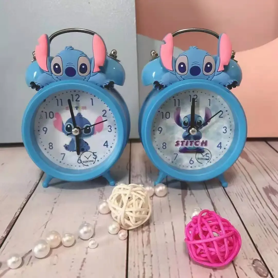 Disney Stitch sveglia per bambini Anime Lilo & Stitch sveglia silenziosa con luce donna decorazione camera da letto scrivania regalo per bambini