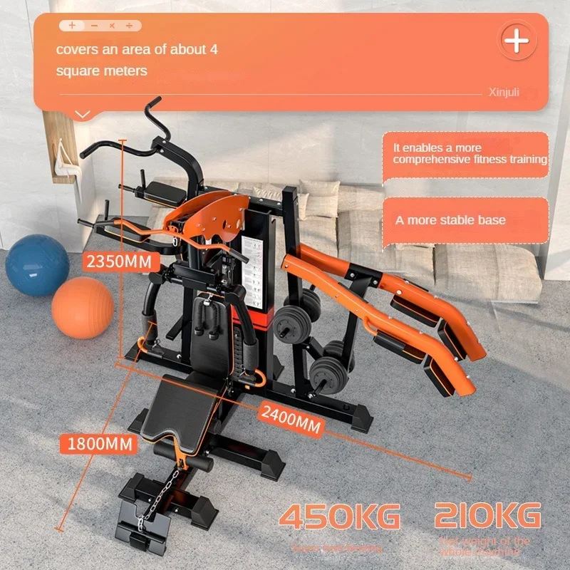 Unisex 3 Station Home Gym Equipment Versatile Multi-function Strength Fitness Training Tool