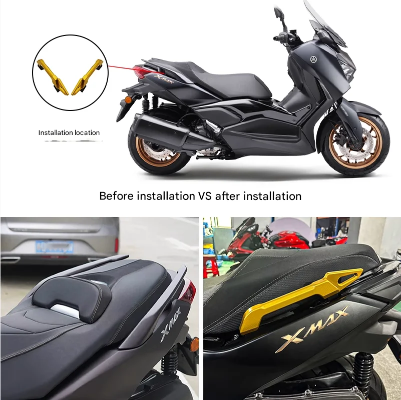 For Yamaha XMAX 125 300 250 400 Rear Grab Bar 2017-2024 V1/V2 Passenger Seat Handle Bracket Motorcycle Safety Accessories
