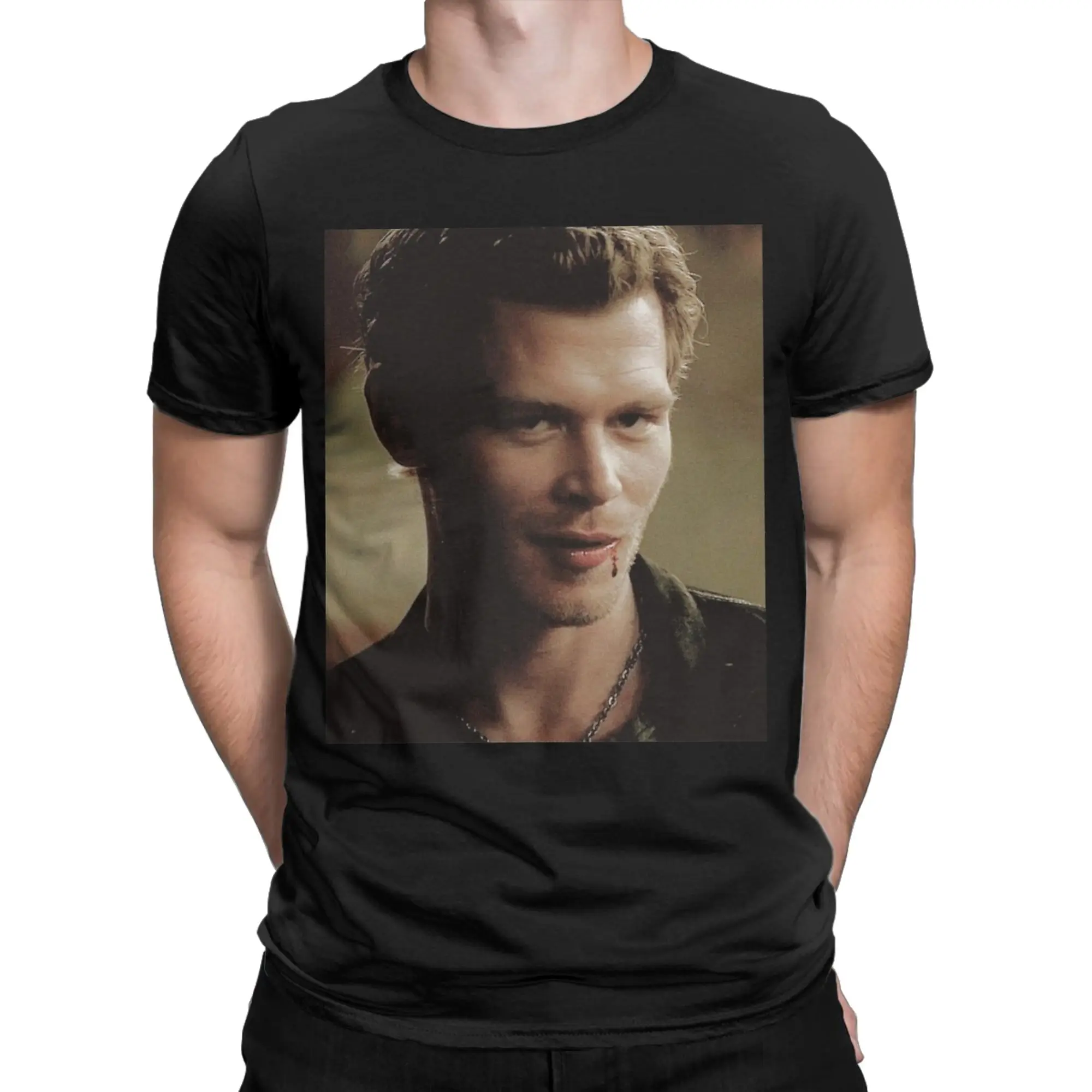Klaus mikaelson the originals Vampire Diaries T Shirts Men Cotton Funny T-Shirt Crew Neck  Tee Shirt Short Sleeve Tops Adult
