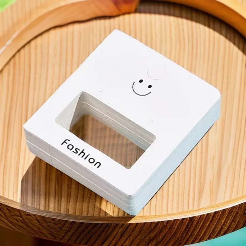 100PCS Hollow Stud Earring Packaging Cards Fashion Smile White Paper Label Tags for Gift DIY Handmade Jewelry Display Wholesale