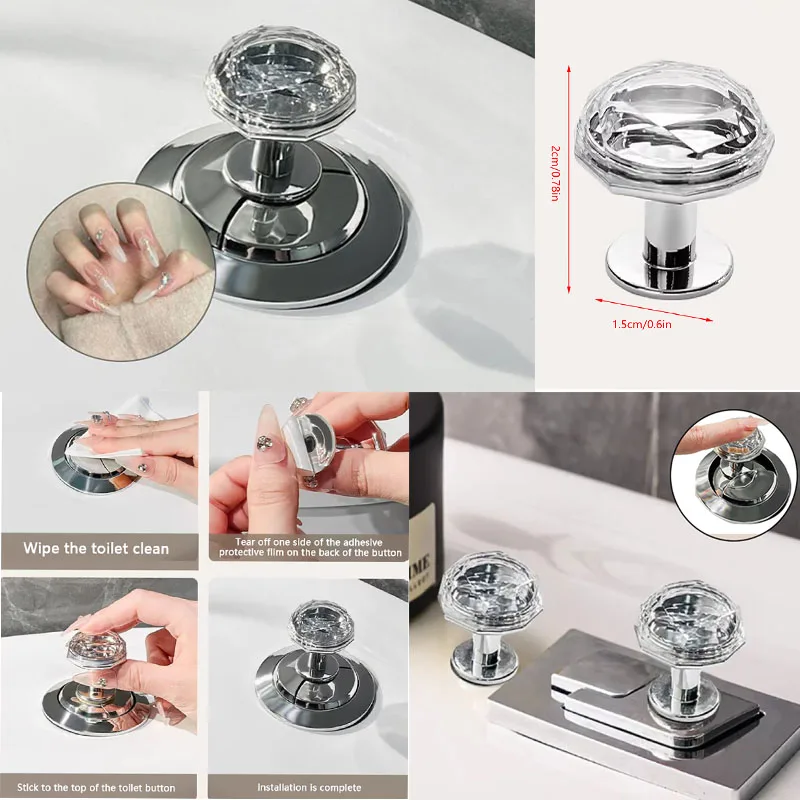 1/5/10pcs Handle Toilet Press Button Diamond Press Tank Push Switch Toilet Bathing Room Decor Water Press Flush Button Tools