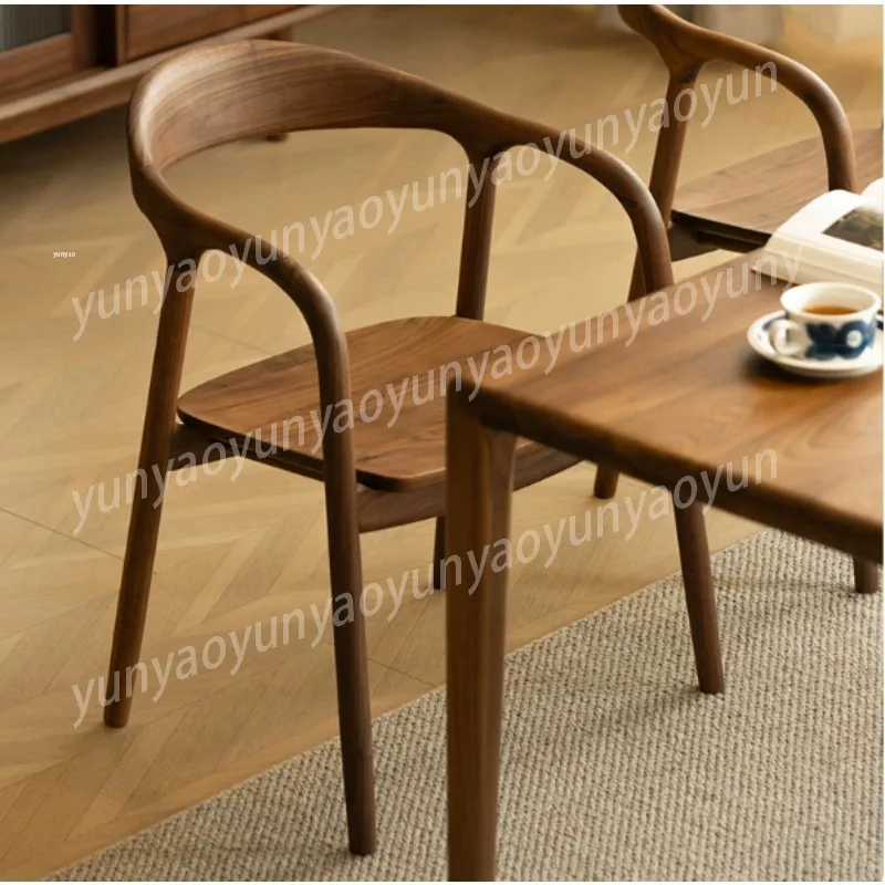 Solid Wood Armchair Traditional Mortise Tenon Dining Chair Home Office Executive Guest Rest Furniture