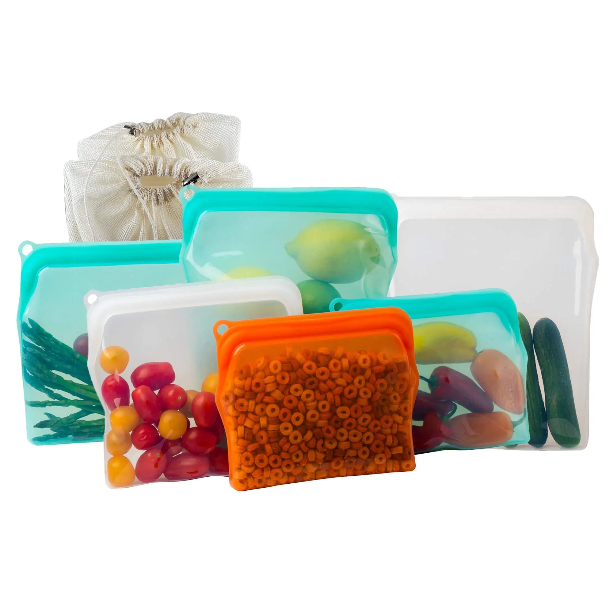 

Набор из 6 многоразовых силиконовых пакетов для продуктов, объемом 1/2 галлона, большие и средние, пригодные для заморозки