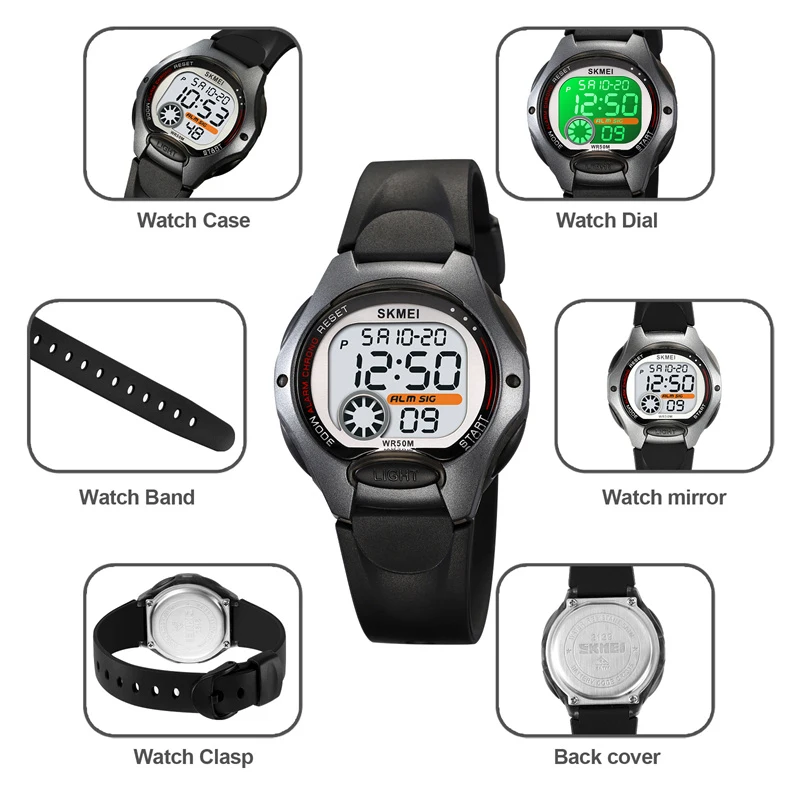 Skmei Student Digital Sport Uhren Mode TPU Armband wasserdicht Wecker Kinder Junge Mädchen bunte LED Chronograph Zeit