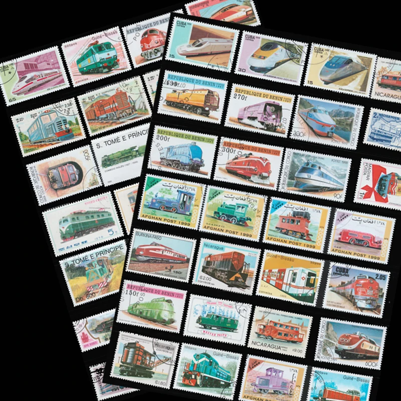 Electric Train 50 100 Pcs/lot Topic Stamps World Original Postage Stamp with Postmark Good Condition Collection No Repeat