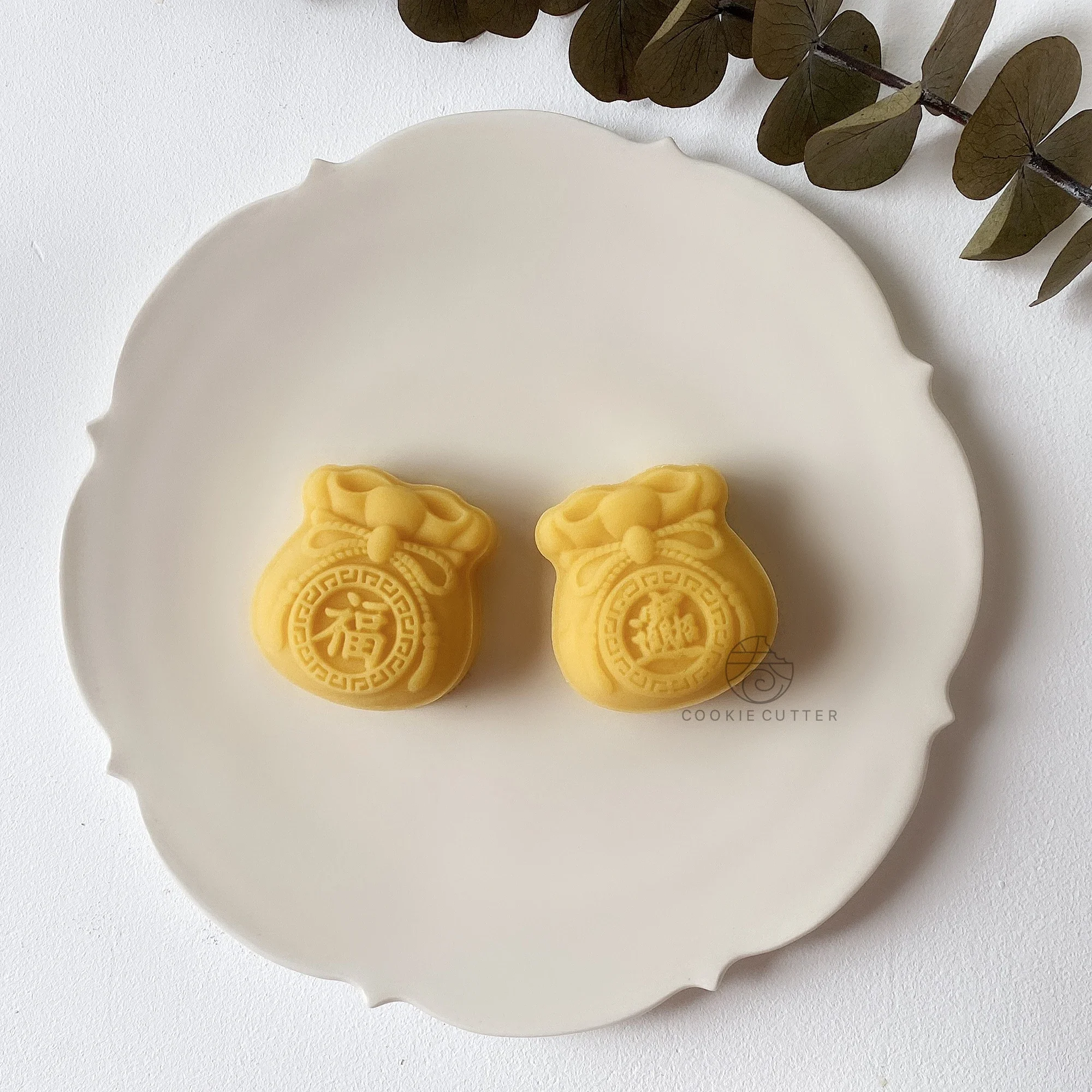 50g/75g 2Pcs/set Blessing Bag Shaped Mooncake Mold New Year\'s Greetings Baking Mold Hand Pressure Bean Paste Cake Mid-autumn