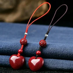 Jade Cinnabar love Keychain Lanyard Bag Charm Gift Wristlet Key chain Car Accessories Phone Charm Strap Fashion Keychains