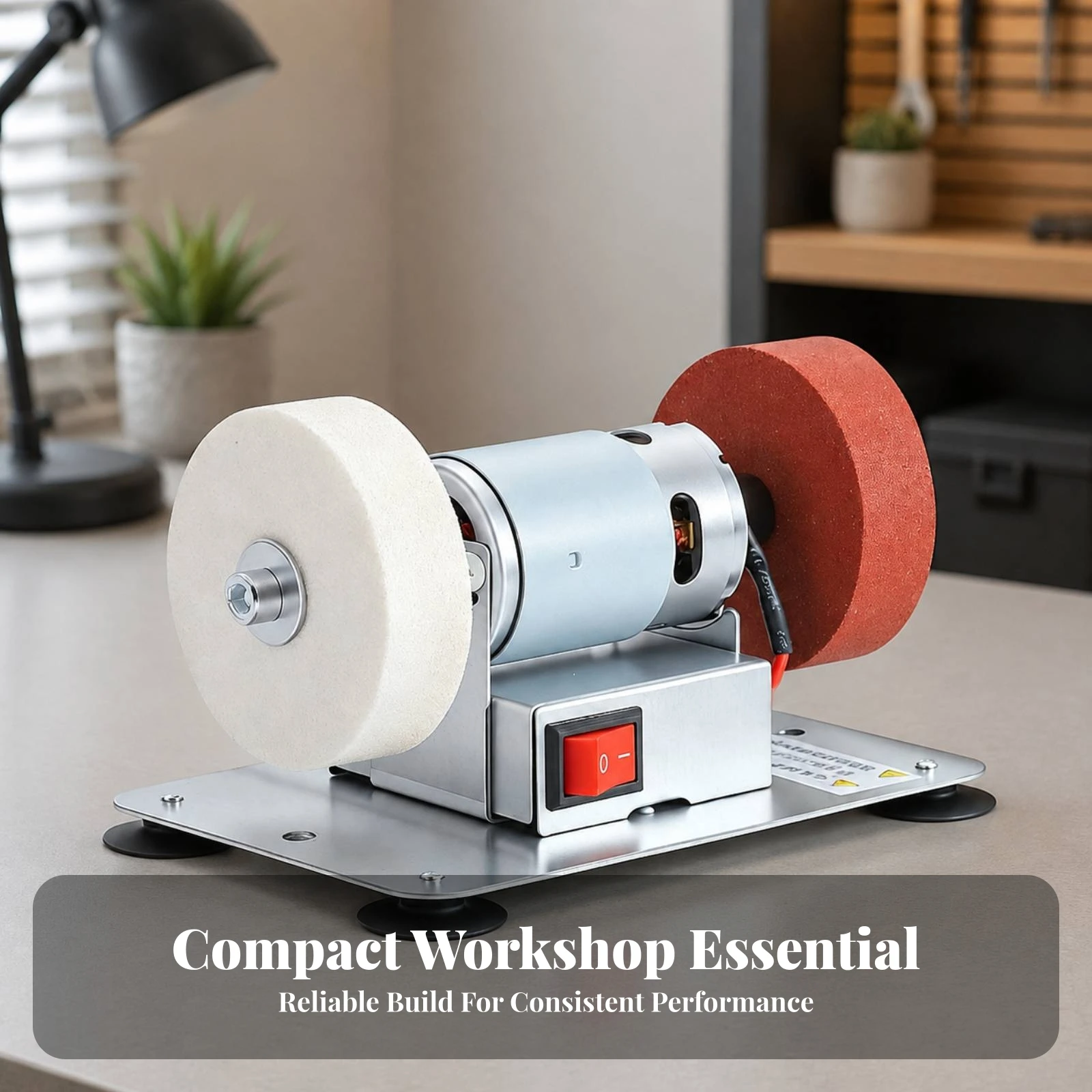 Bench Grinding Machine Non-Slip Bench Grinder with Two Wheels Tabletop Grinder with Speed Controller Two-wheelWheel for DIYers