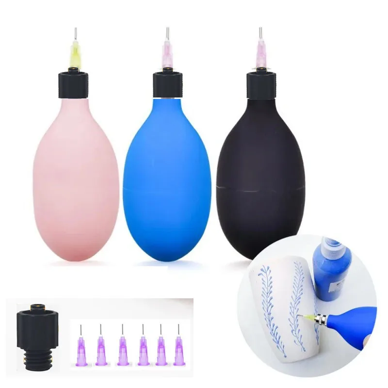 Botella de pintura de barro de cerámica de goma, botella exprimidora, botella exprimidora multiaguja, pintura de cerámica DIY, herramientas para colorear arcilla polimérica