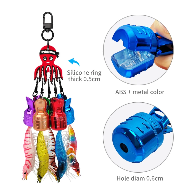 New 6pcs Electroplating Wood Shrimp Fake Bait Protective Cover Squid Hook Storage Cover #2.0-#3.5 Jigs Fishing Accessories