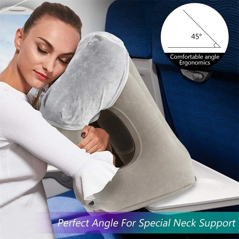 Inflatable Travel Neck Pillow Multi-Function Airplane Neck Pillow Neck And Lumbar Support For Airplane Train Car Home Office