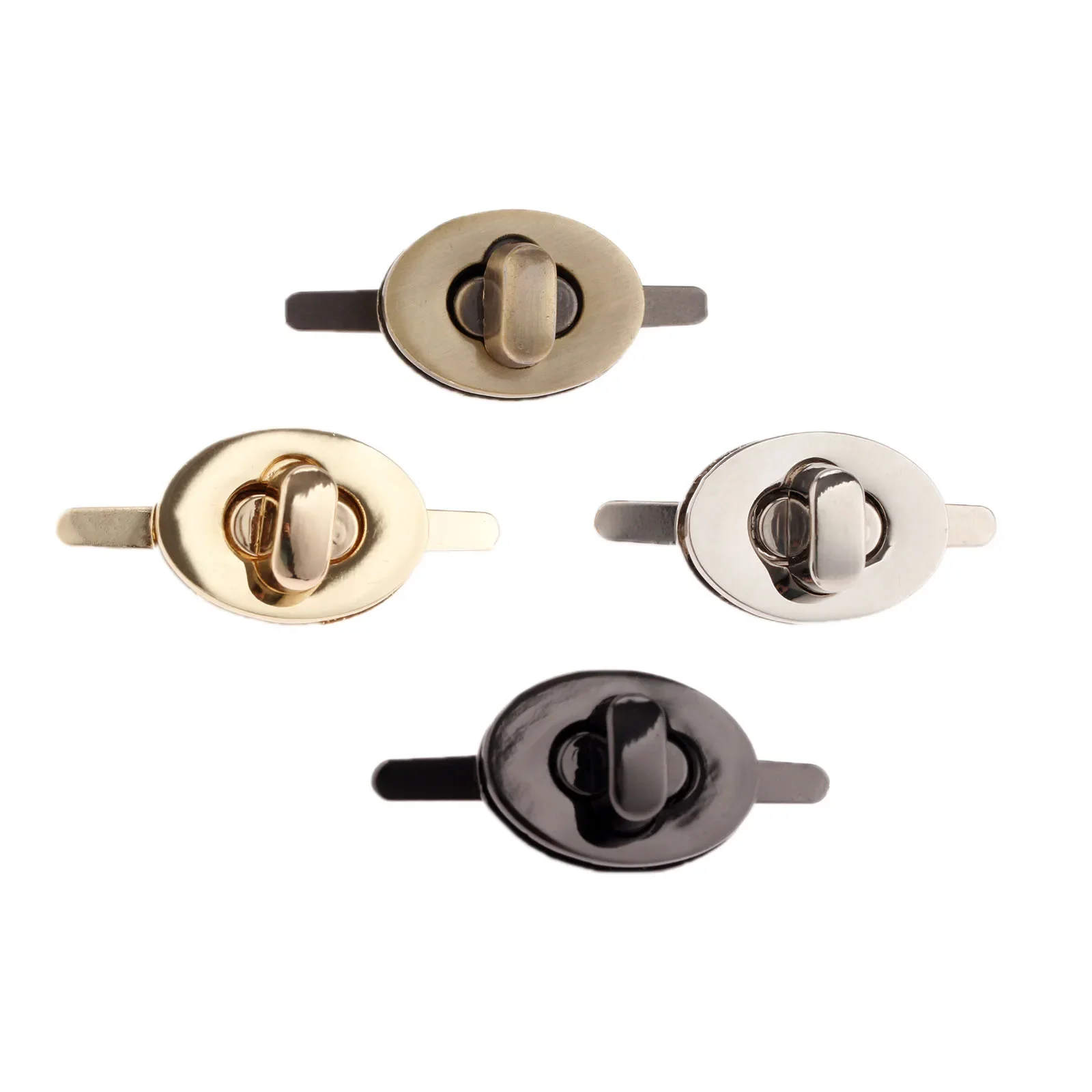 1 Set Oval Egg-Shaped Leather Bag Clasp Metal Turn Lock Twist Lock for Luggage DIY Craft Bag Purse Handbag Catch Buckle 23*17mm