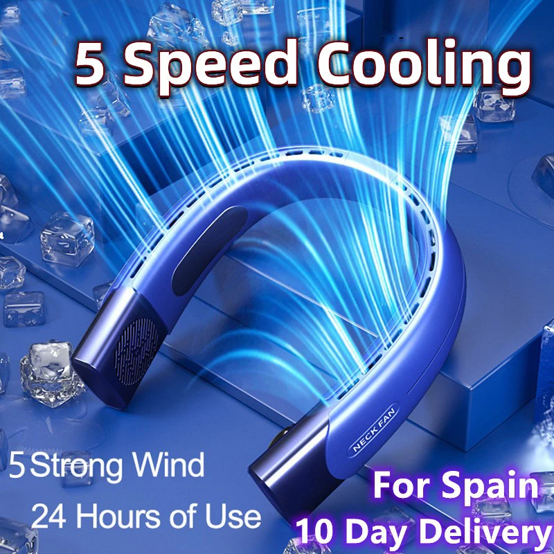 New 6000mAh Hanging Neck Fan Portable Air Conditioner Type-C USB Rechargeable Air Cooler 5 Speed Display Electric Fan For Sports