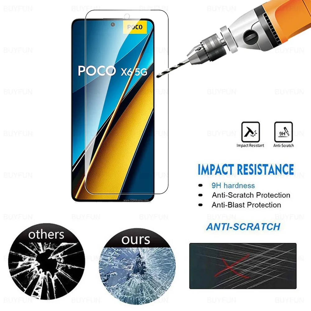For Poco X6 5G Glass 6in1 Tempered Glass Camera Film Little X 6 X7 Pro X7Pro X6Pro PocoX6 PocoX7Pro PocoX6Pro Screen Protector