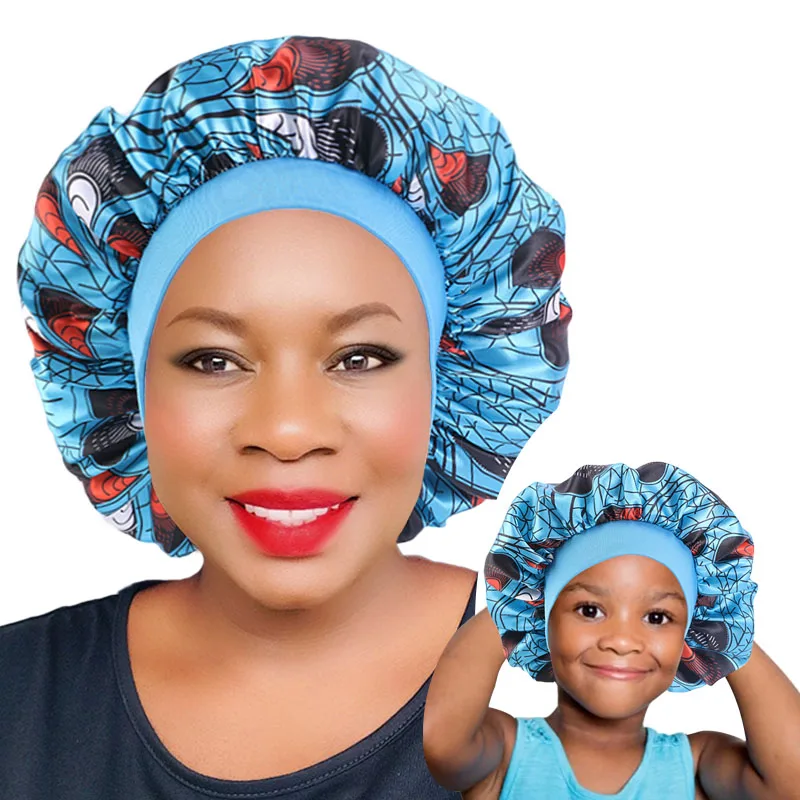 Mommy and Me Satin Bonnet African Patterns Print Night Sleep Cap Baby Hair Care Headwrap Women Headwrap Fashion Hair Accessories