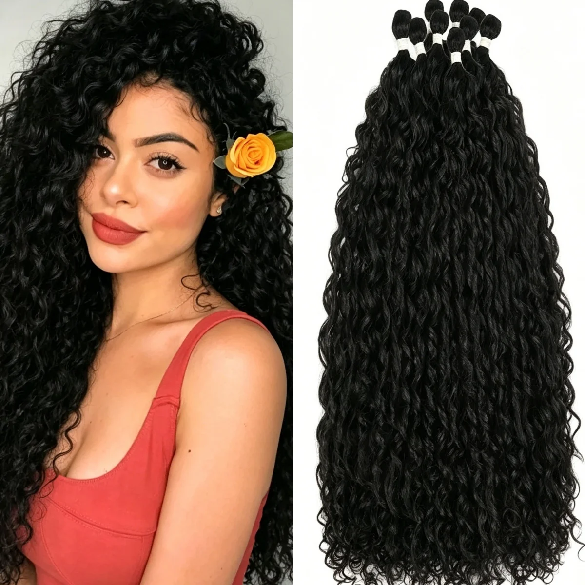 

Synthetic Kinky Curly Hair Bundles 9PCS 34Inch/85cm High Temperature Fiber Hair Extensions Weave Spring Curl Hair