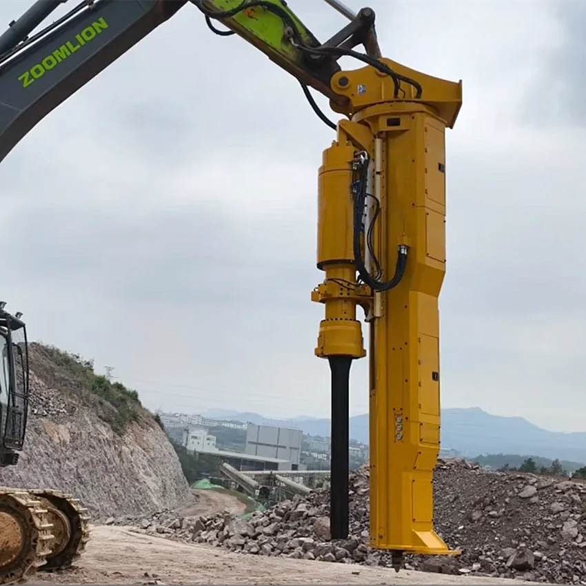 آلة كسر الصخور الهيدروليكية هادئة ولكنها قوية مناسبة للحفارات، قادرة على تقسيم الصخور بكفاءة.