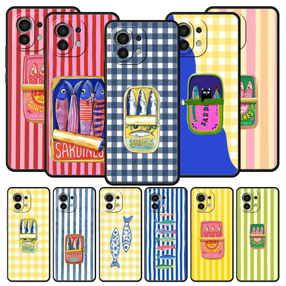 Colorful Sardine Fish Striped Phone Case For Xiaomi Mi 17 15 14 13 12 11 Lite 15T 14T 13T 12T 11T 5G Poco X7 X6 X5 X3 Pro Cover