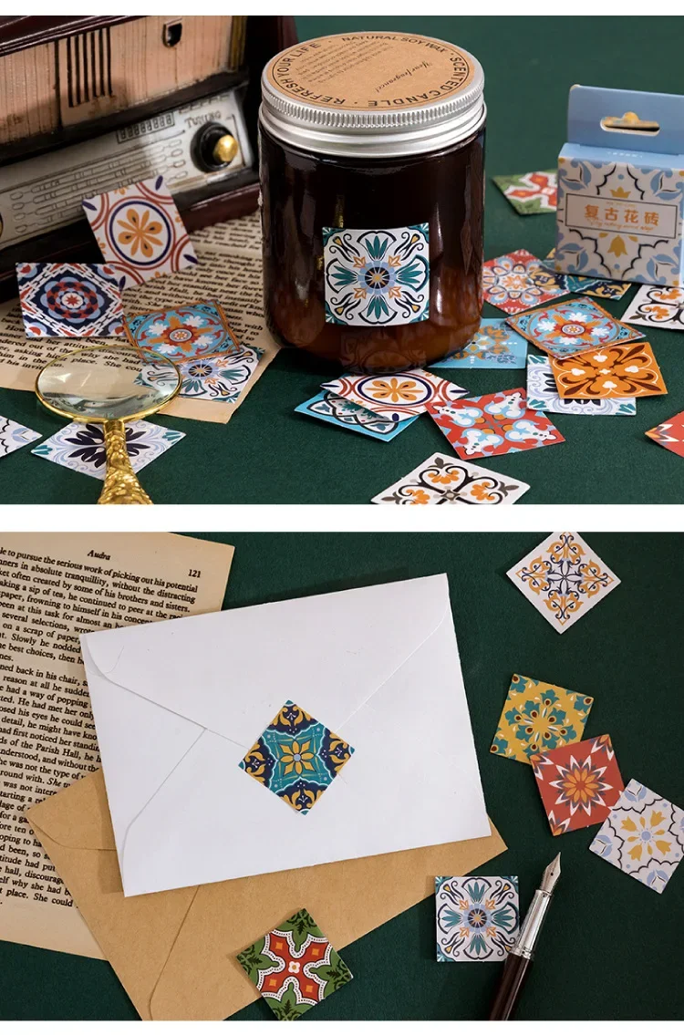 46 pcs/box Retro tiles Decorative Stickers Scrapbooking diy Stick Label Diary Stationery Album Journal Sticker