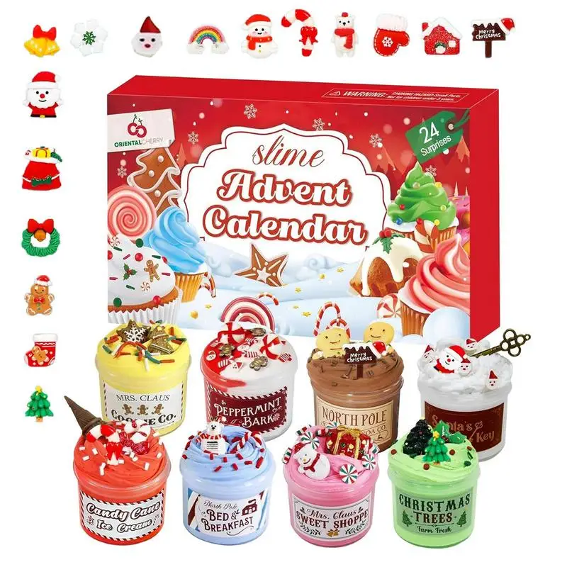 Advent Calendar 2024 With Slime And Kit 24 Days Christmas Countdown Calendar Butter Slime Stress Relief Toys Slime Advent