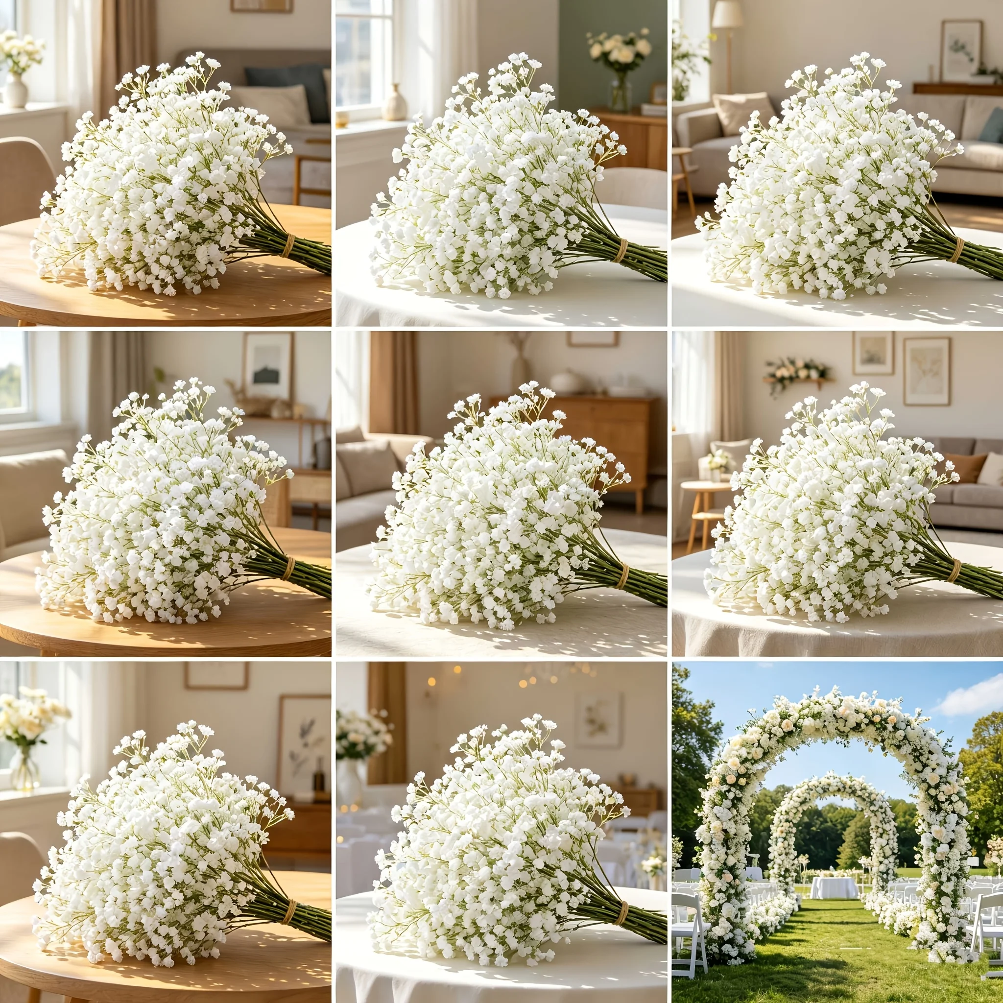 20 Sträuße, 600 Stiele Künstlicher Gypsophila, Weiße Kunstgypsophila-Sträuße für Hochzeitsdekoration – Detail 5