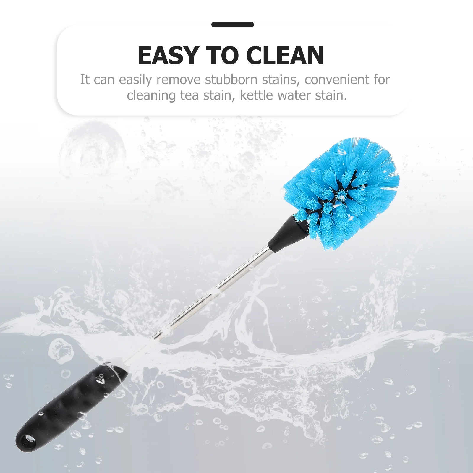 Brosse à récurer avec manche long, nettoyeur à eau, bouteille, tasse, livres