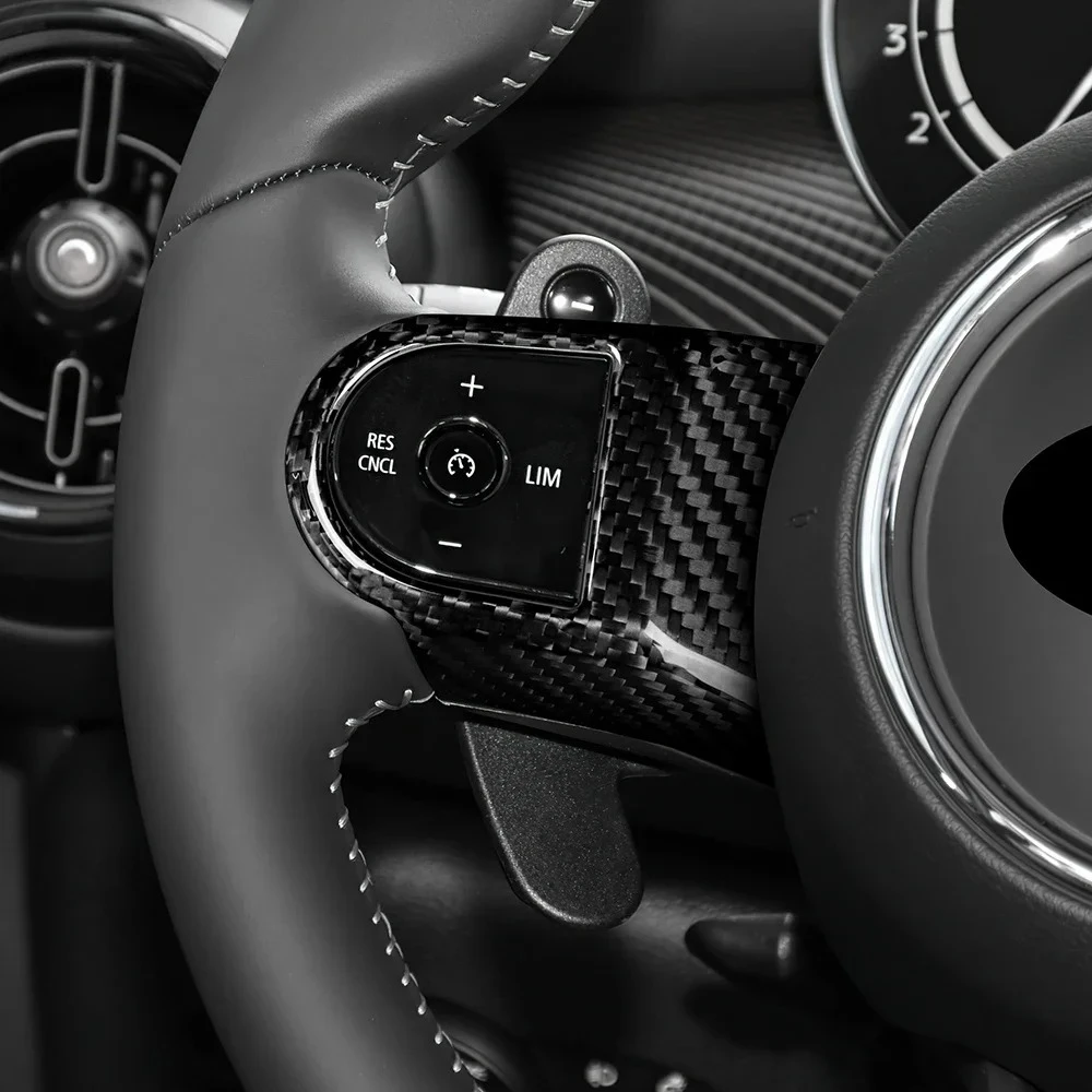 

For Mini Cooper F55 F56 F60 2022-2023 Steering Wheel Button Cover Panel Real 3D Carbon Fiber Sticker Car Interior Upgrade Kit