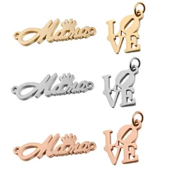 10Pcs Letter Word LOVE ＆ MAMA DIY Charms  Wholesale 100% Stainless Steel Pendant Connectors Jewelry Making Bracelets Accessories
