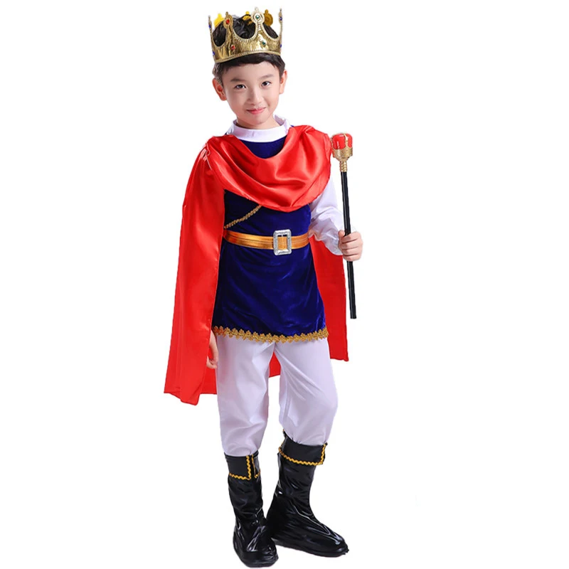 2026 Prinzenkostüm 7-teiliges Set Jungen Königliches Outfit Hemd+Krone+Szepter+Umhang+Gürtel+Hose+Stiefel für Kinder von 2-10 Jahren Halloween-Kostüm – Detail 10