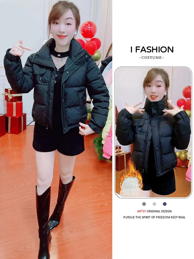 

Модная повседневная куртка-пуховик из хлопка для женщин, новая зимняя коллекция, облегающая, теплая, с утепленной подкладкой