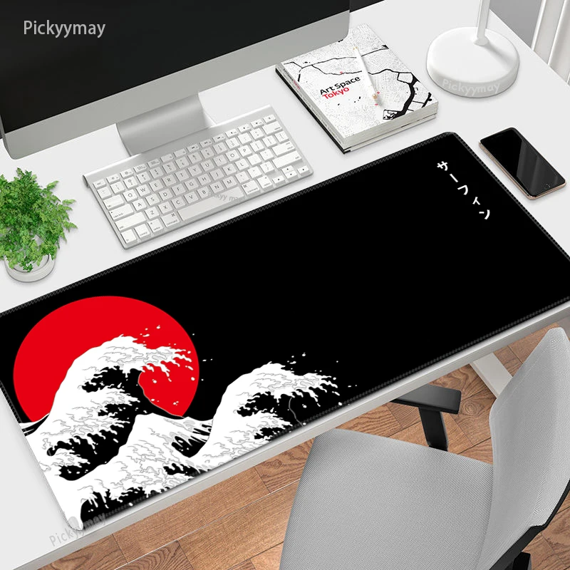 Large Mousepad Japan Great Wave Mousepads Keyboard Mat Deskpad Pc HD Desk Mats Company Mouse Pad Minimalist White Mouse Mat