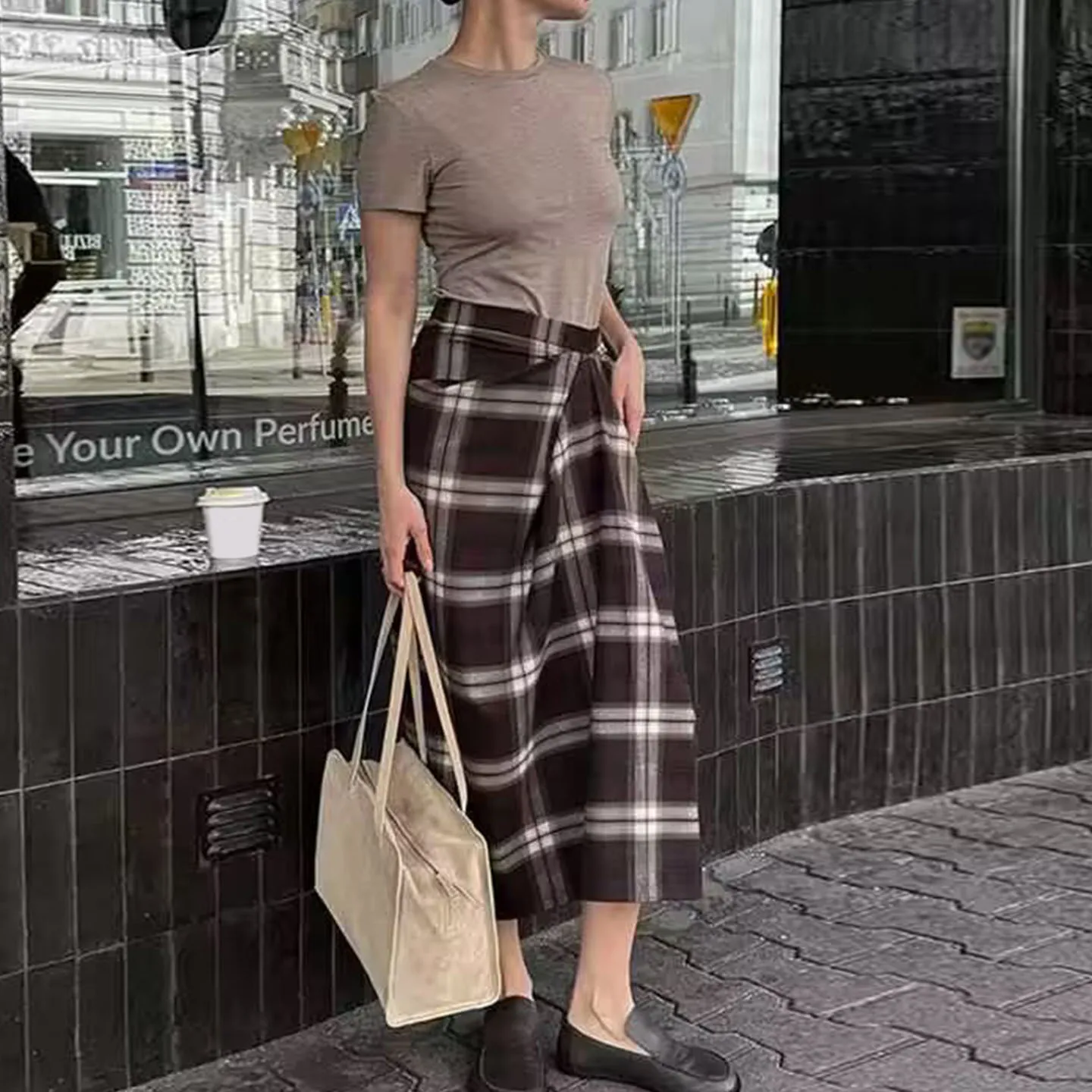 2025 Winter New Women's Faion Personali Simple lectual Plaid  Skirt Versatile Stand Fit Daily Wear