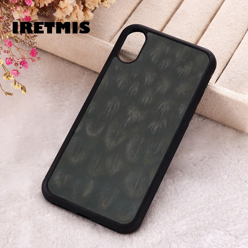 Iretmis Phone Cover Case For iPhone X XS Max XR 11 12 13 PRO MINI 14 15 16 Plus Rubber Silicone TPU Black Feathers