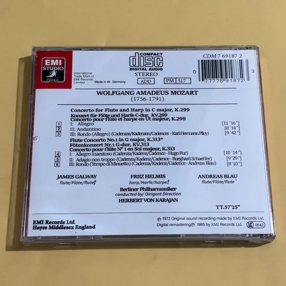 Fotografia 4: Em Estoque: CD Clássico de Concerto para Flauta e Harpa, Orquestra Sinfônica de Renome, Maestro Lendário, Novo e Lacrado