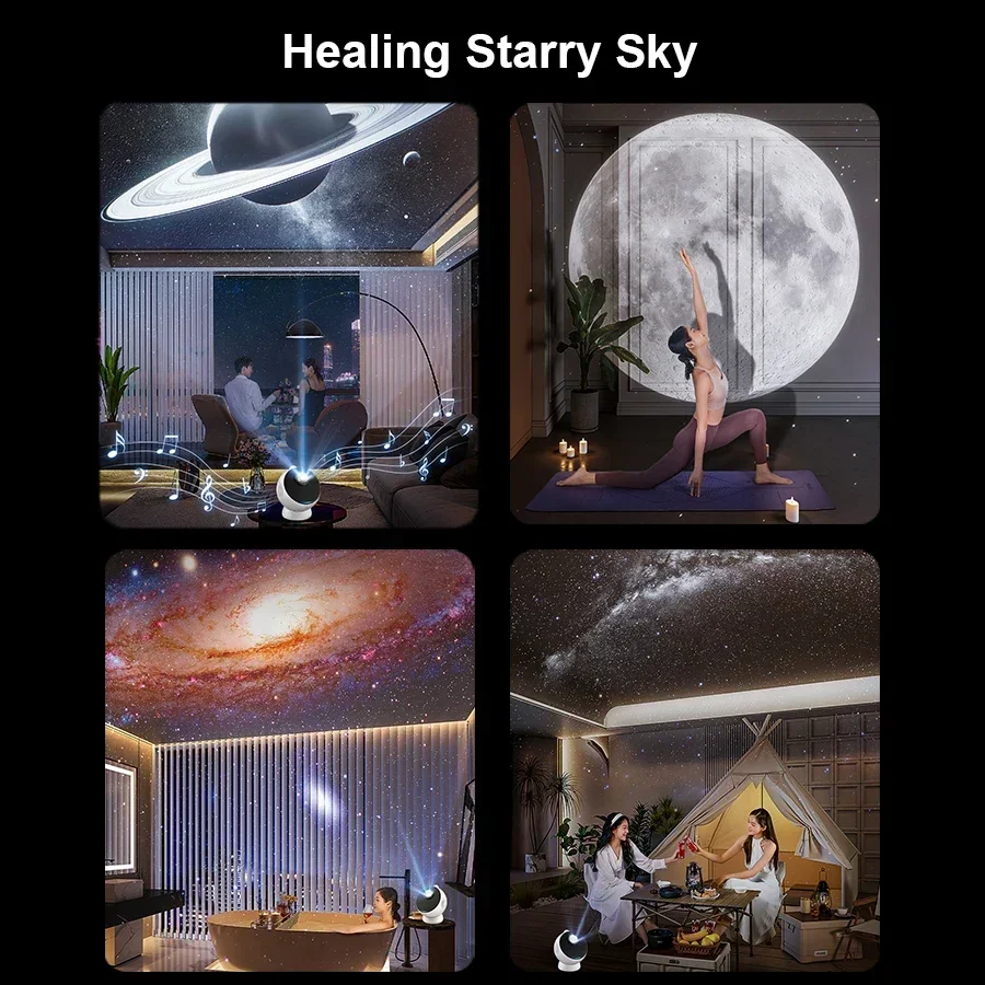 NEW Galaxy Starry Projector Planetarium Night Light 360° Rotation Projector with Bluetooth Speaker For Bedroom Kid Birthday Gift